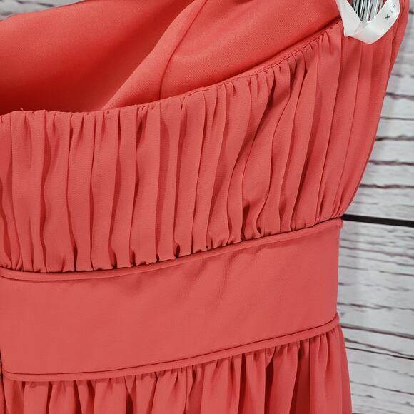 After Six Orange Strapless Tube Top Chiffon Formal Evening Dress Size 14 - Picture 6 of 11